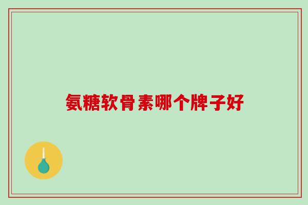 氨糖软骨素哪个牌子好？知道这三点很重要