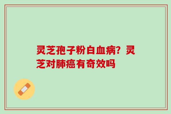 灵芝孢子粉白血病？灵芝对肺癌有奇效吗