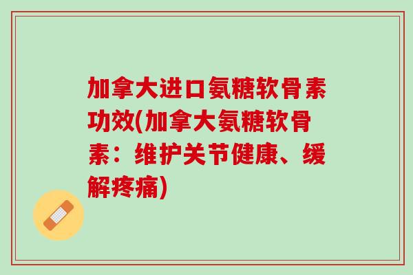 加拿大进口氨糖软骨素功效(加拿大氨糖软骨素：维护关节健康、缓解疼痛)