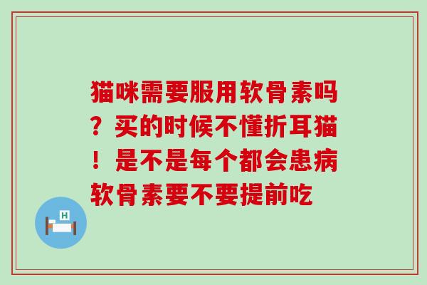 猫咪需要服用软骨素吗？买的时候不懂折耳猫！是不是每个都会患病软骨素要不要提前吃