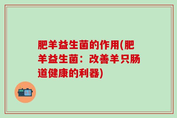肥羊益生菌的作用(肥羊益生菌：改善羊只肠道健康的利器)