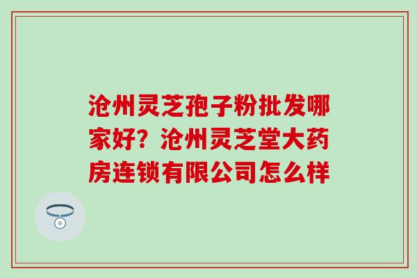 沧州灵芝孢子粉批发哪家好？沧州灵芝堂大药房连锁有限公司怎么样