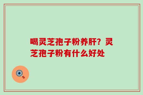 喝灵芝孢子粉养肝？灵芝孢子粉有什么好处