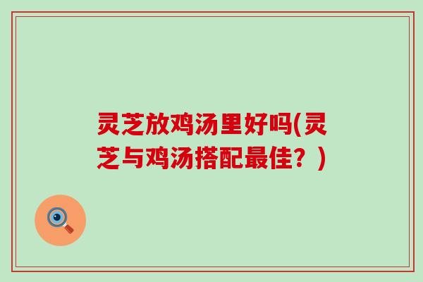 灵芝放鸡汤里好吗(灵芝与鸡汤搭配最佳？)