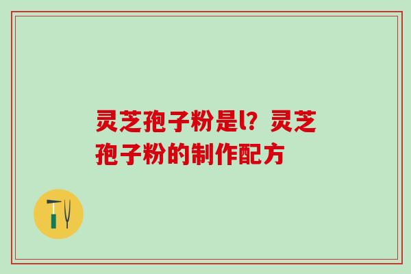 灵芝孢子粉是l？灵芝孢子粉的制作配方