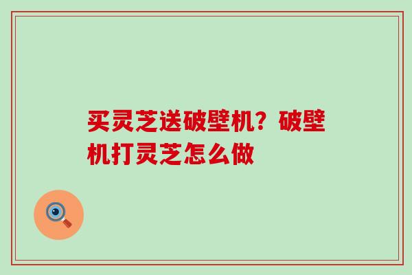 买灵芝送破壁机？破壁机打灵芝怎么做