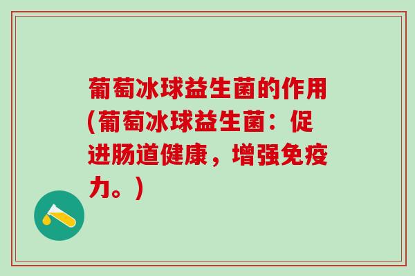 葡萄冰球益生菌的作用(葡萄冰球益生菌：促进肠道健康，增强免疫力。)
