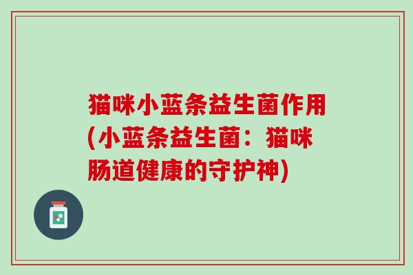 猫咪小蓝条益生菌作用(小蓝条益生菌：猫咪肠道健康的守护神)