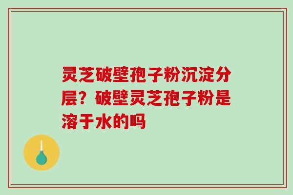 灵芝破壁孢子粉沉淀分层？破壁灵芝孢子粉是溶于水的吗