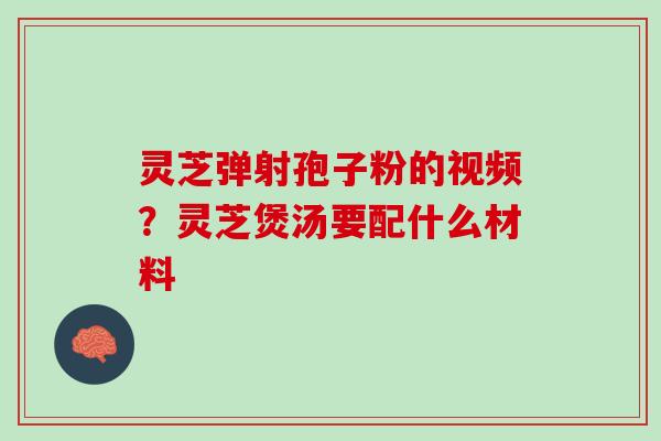 灵芝弹射孢子粉的视频？灵芝煲汤要配什么材料