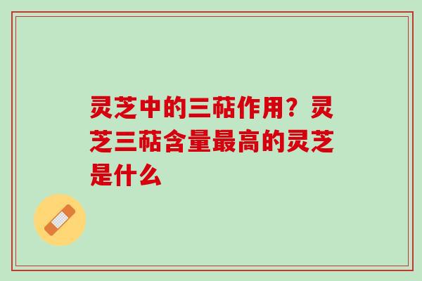 灵芝中的三萜作用？灵芝三萜含量最高的灵芝是什么