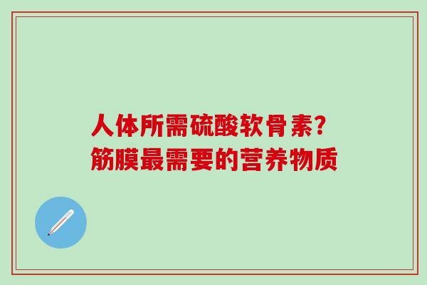 人体所需硫酸软骨素？筋膜最需要的营养物质