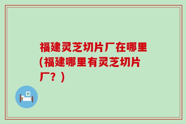福建灵芝切片厂在哪里(福建哪里有灵芝切片厂？)