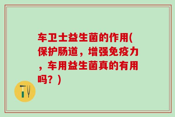 车卫士益生菌的作用(保护肠道，增强免疫力，车用益生菌真的有用吗？)