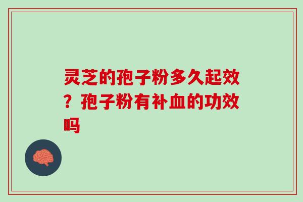 灵芝的孢子粉多久起效？孢子粉有补血的功效吗