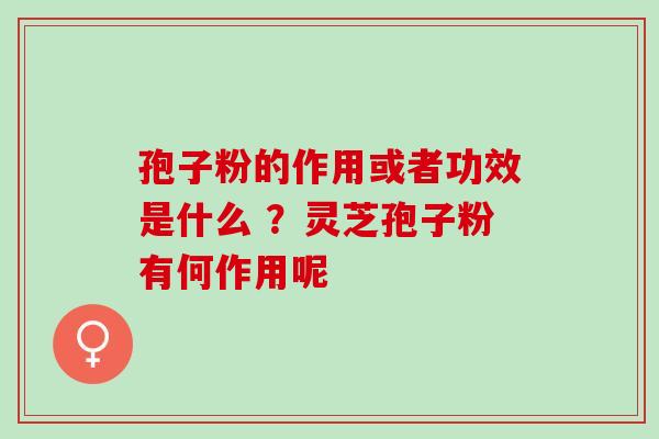 孢子粉的作用或者功效是什么 ？灵芝孢子粉有何作用呢