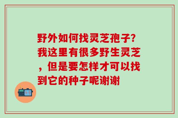 野外如何找灵芝孢子？我这里有很多野生灵芝，但是要怎样才可以找到它的种子呢谢谢