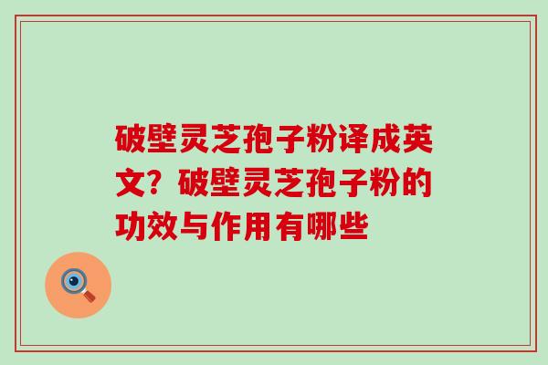 破壁灵芝孢子粉译成英文？破壁灵芝孢子粉的功效与作用有哪些