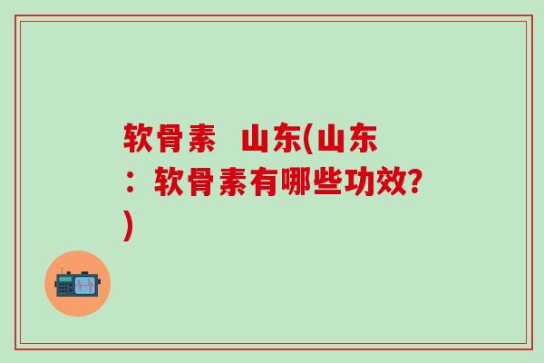 软骨素  山东(山东：软骨素有哪些功效？)