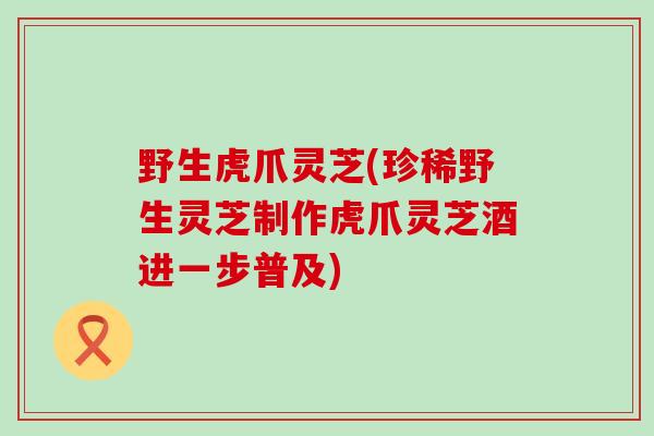 野生虎爪灵芝(珍稀野生灵芝制作虎爪灵芝酒进一步普及)