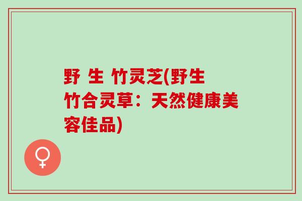 野 生 竹灵芝(野生竹合灵草：天然健康美容佳品)