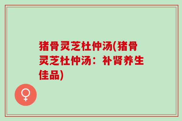 猪骨灵芝杜仲汤(猪骨灵芝杜仲汤：补肾养生佳品)