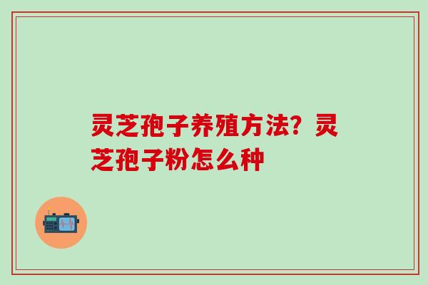 灵芝孢子养殖方法?灵芝孢子粉怎么种 灵芝孢子养殖方法?灵芝孢子粉怎么种
