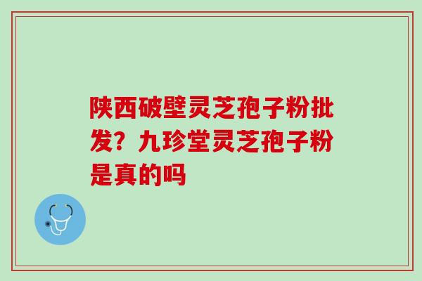 陕西破壁灵芝孢子粉批发？九珍堂灵芝孢子粉是真的吗