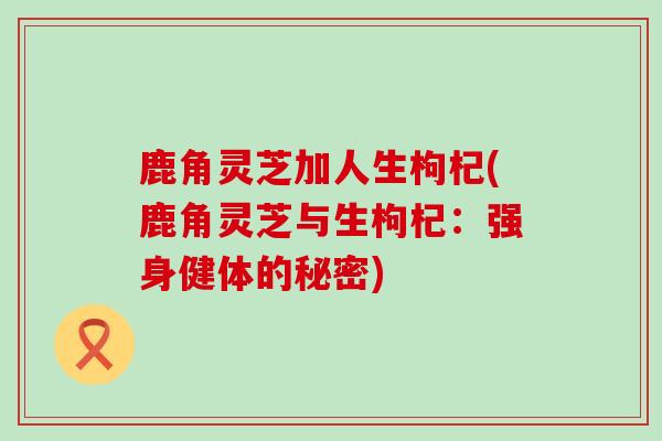 鹿角灵芝加人生枸杞(鹿角灵芝与生枸杞：强身健体的秘密)