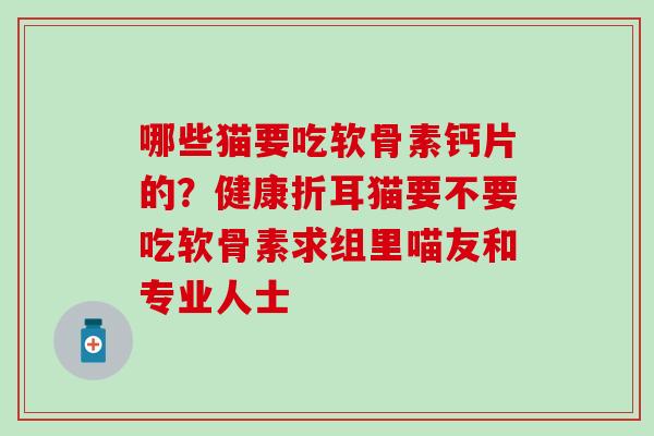 哪些猫要吃软骨素钙片的？健康折耳猫要不要吃软骨素求组里喵友和专业人士