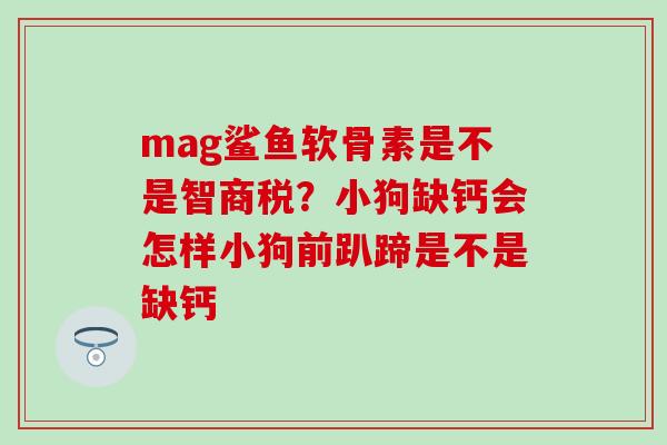 mag鲨鱼软骨素是不是智商税？小狗缺钙会怎样小狗前趴蹄是不是缺钙