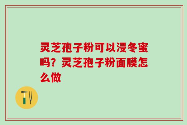 灵芝孢子粉可以浸冬蜜吗？灵芝孢子粉面膜怎么做