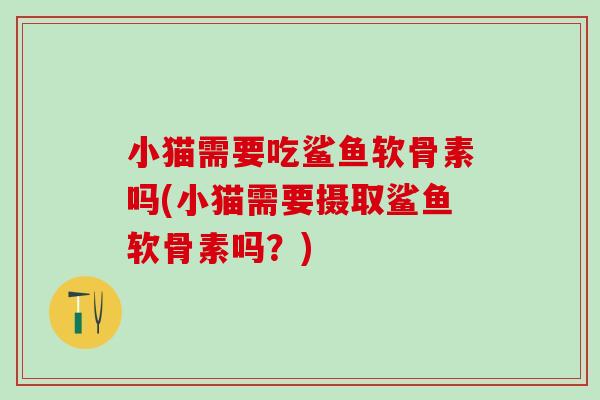 小猫需要吃鲨鱼软骨素吗(小猫需要摄取鲨鱼软骨素吗？)