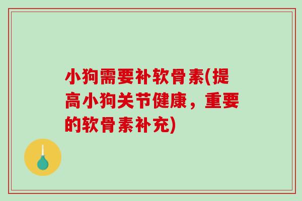 小狗需要补软骨素(提高小狗关节健康，重要的软骨素补充)
