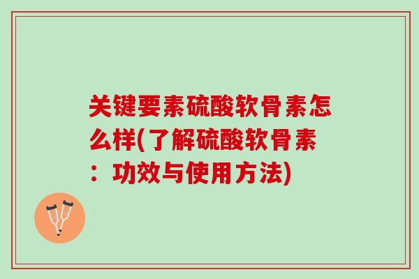 关键要素硫酸软骨素怎么样(了解硫酸软骨素：功效与使用方法)