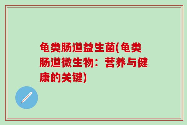 龟类肠道益生菌(龟类肠道微生物：营养与健康的关键)