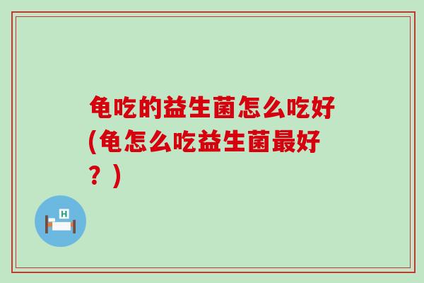 龟吃的益生菌怎么吃好(龟怎么吃益生菌最好？)