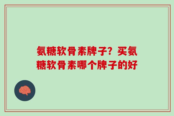氨糖软骨素牌子？买氨糖软骨素哪个牌子的好