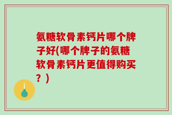 氨糖软骨素钙片哪个牌子好(哪个牌子的氨糖软骨素钙片更值得购买？)