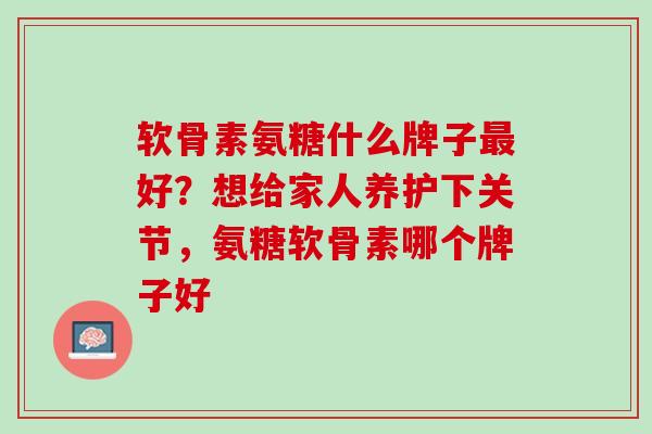 软骨素氨糖什么牌子最好？想给家人养护下关节，氨糖软骨素哪个牌子好