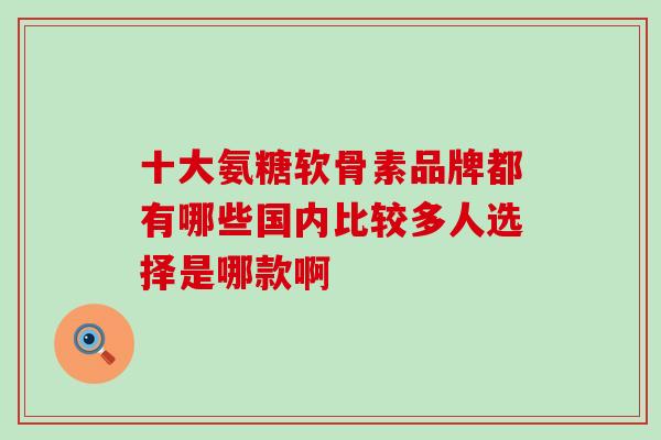 十大氨糖软骨素品牌都有哪些国内比较多人选择是哪款啊