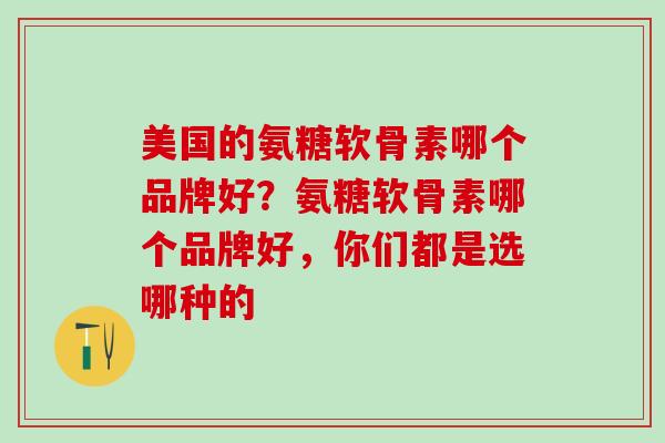 美国的氨糖软骨素哪个品牌好？氨糖软骨素哪个品牌好，你们都是选哪种的