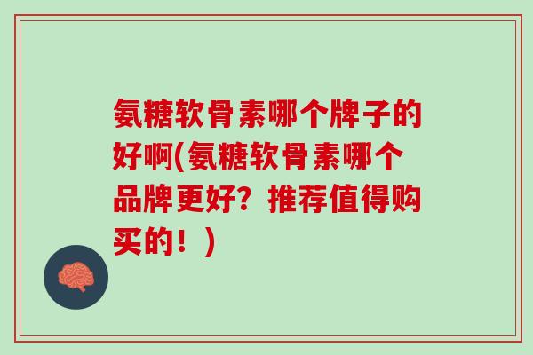 氨糖软骨素哪个牌子的好啊(氨糖软骨素哪个品牌更好？推荐值得购买的！)