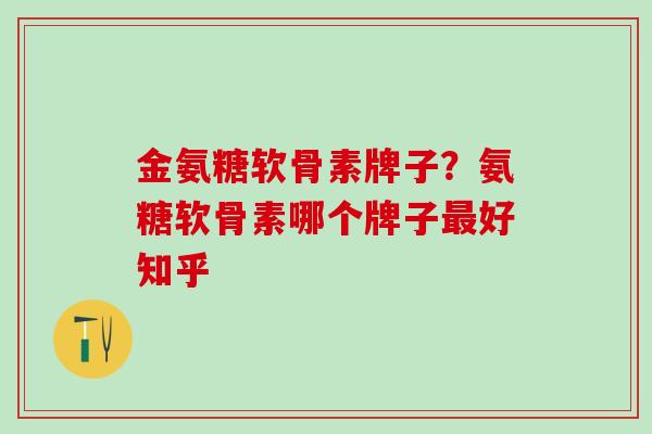 金氨糖软骨素牌子？氨糖软骨素哪个牌子最好知乎