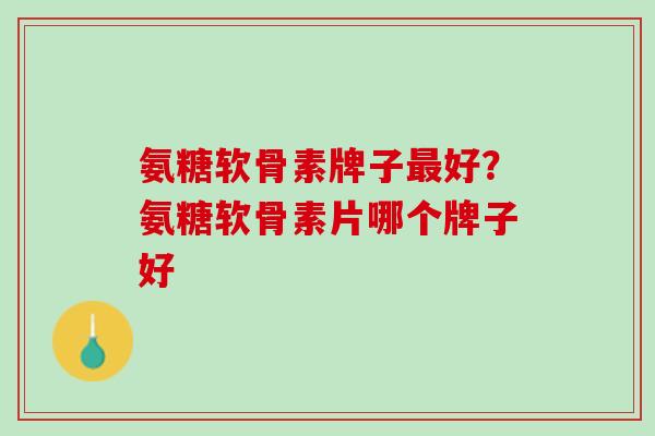 氨糖软骨素牌子最好？氨糖软骨素片哪个牌子好
