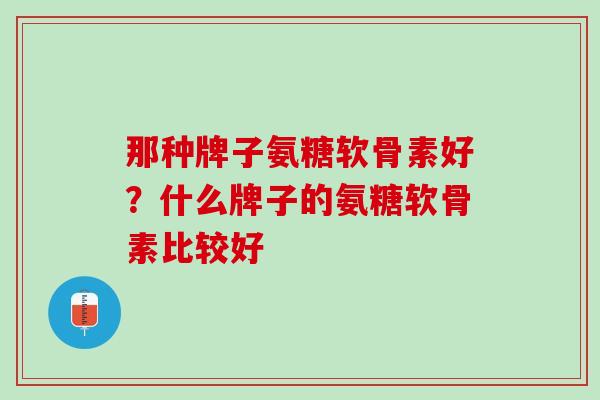 那种牌子氨糖软骨素好？什么牌子的氨糖软骨素比较好