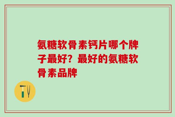 氨糖软骨素钙片哪个牌子最好？最好的氨糖软骨素品牌
