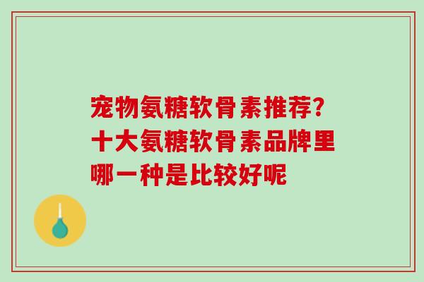 宠物氨糖软骨素推荐？十大氨糖软骨素品牌里哪一种是比较好呢