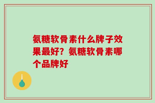 氨糖软骨素什么牌子效果最好？氨糖软骨素哪个品牌好
