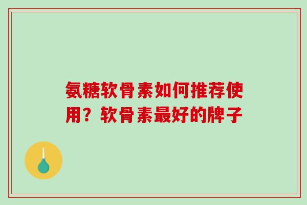 氨糖软骨素如何推荐使用？软骨素最好的牌子
